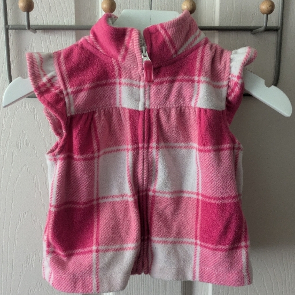 Pink Plaid Fleece Vest